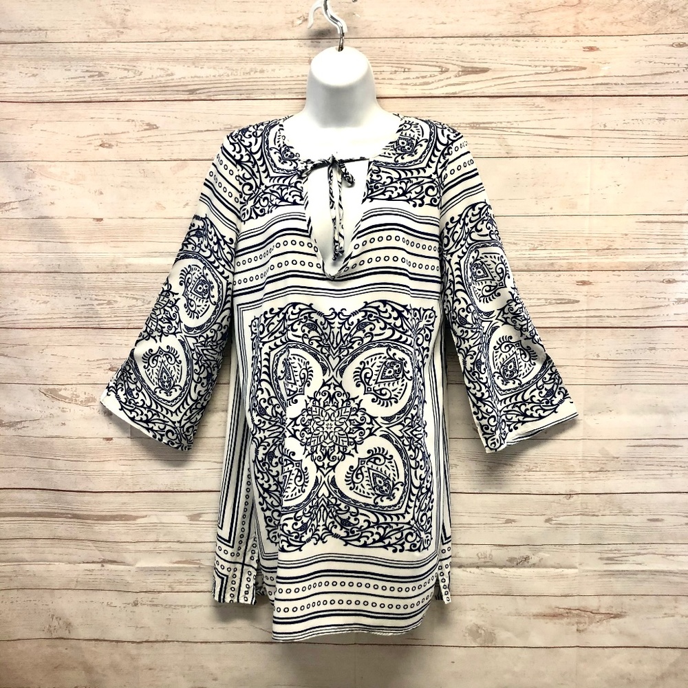 Blue Life Bandana Paisley Pattern Beach Coverup Tunic